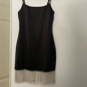 Nasty Gal black dress with rhinestone fringe